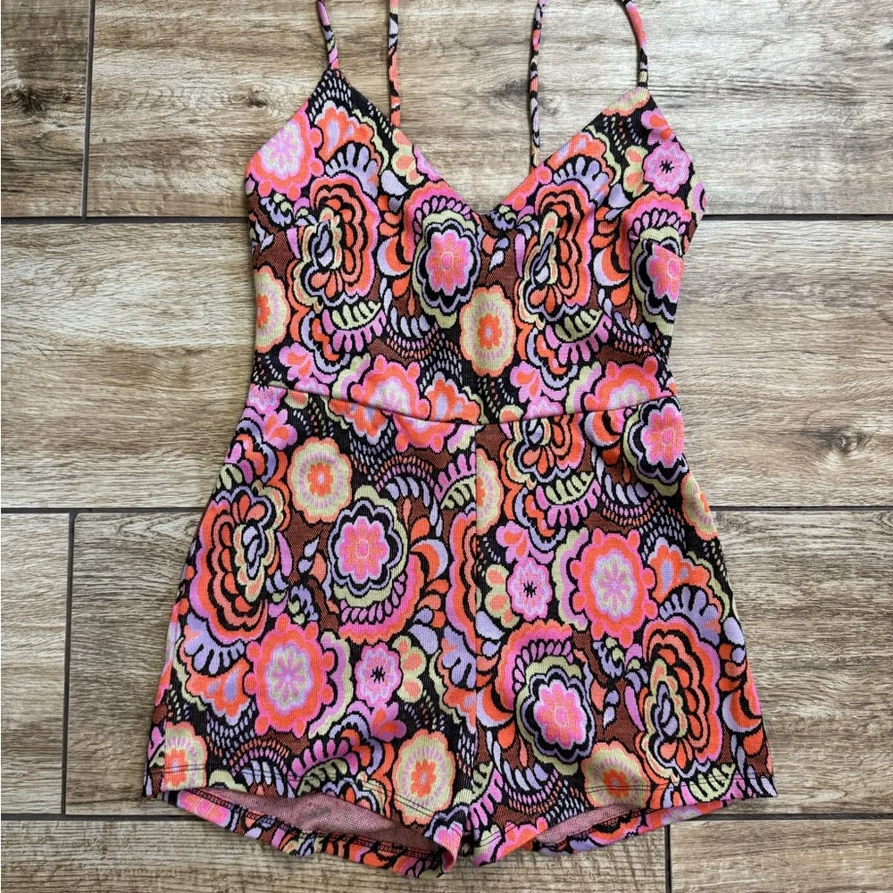 Zara Floral Print Romper Retro Size Small One piece Jumpsuit - Picture 10 of 16